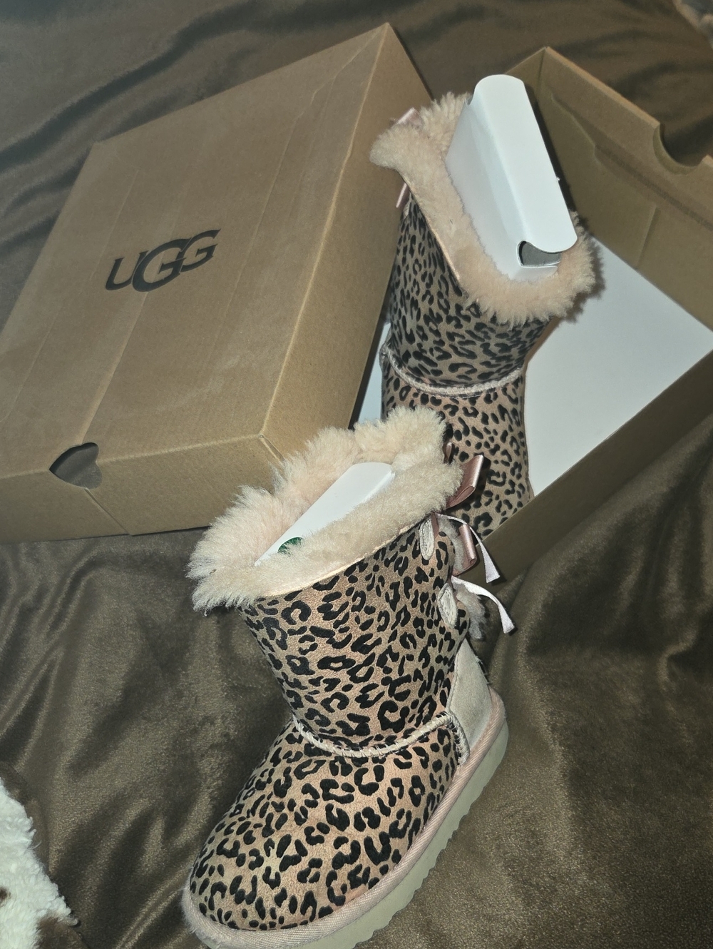 UGG Women's Leopard Print Shearling Mid-Calf Boots - Pink, Brown